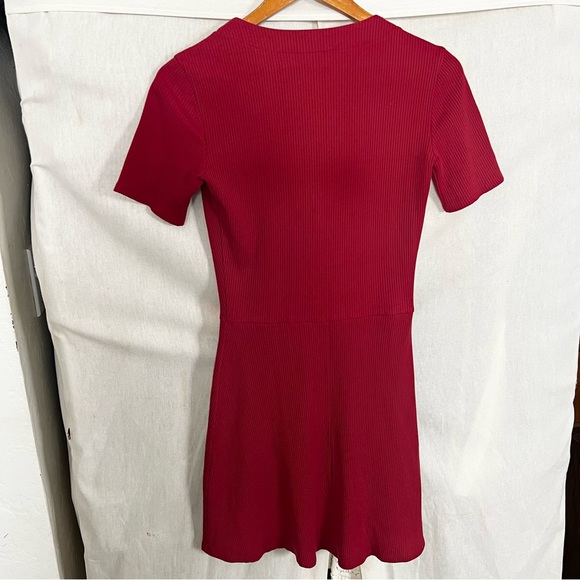 Reformation Cardinal Red Ribbed Mini Dress Small - Picture 7 of 10